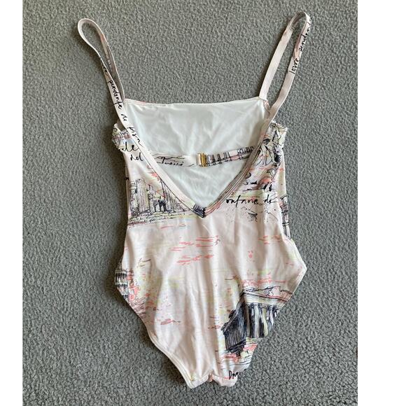 Emilia Wickstead Scarlett One Piece Large Italian City Art Print Pink Swimsuit - Picture 7 of 16
